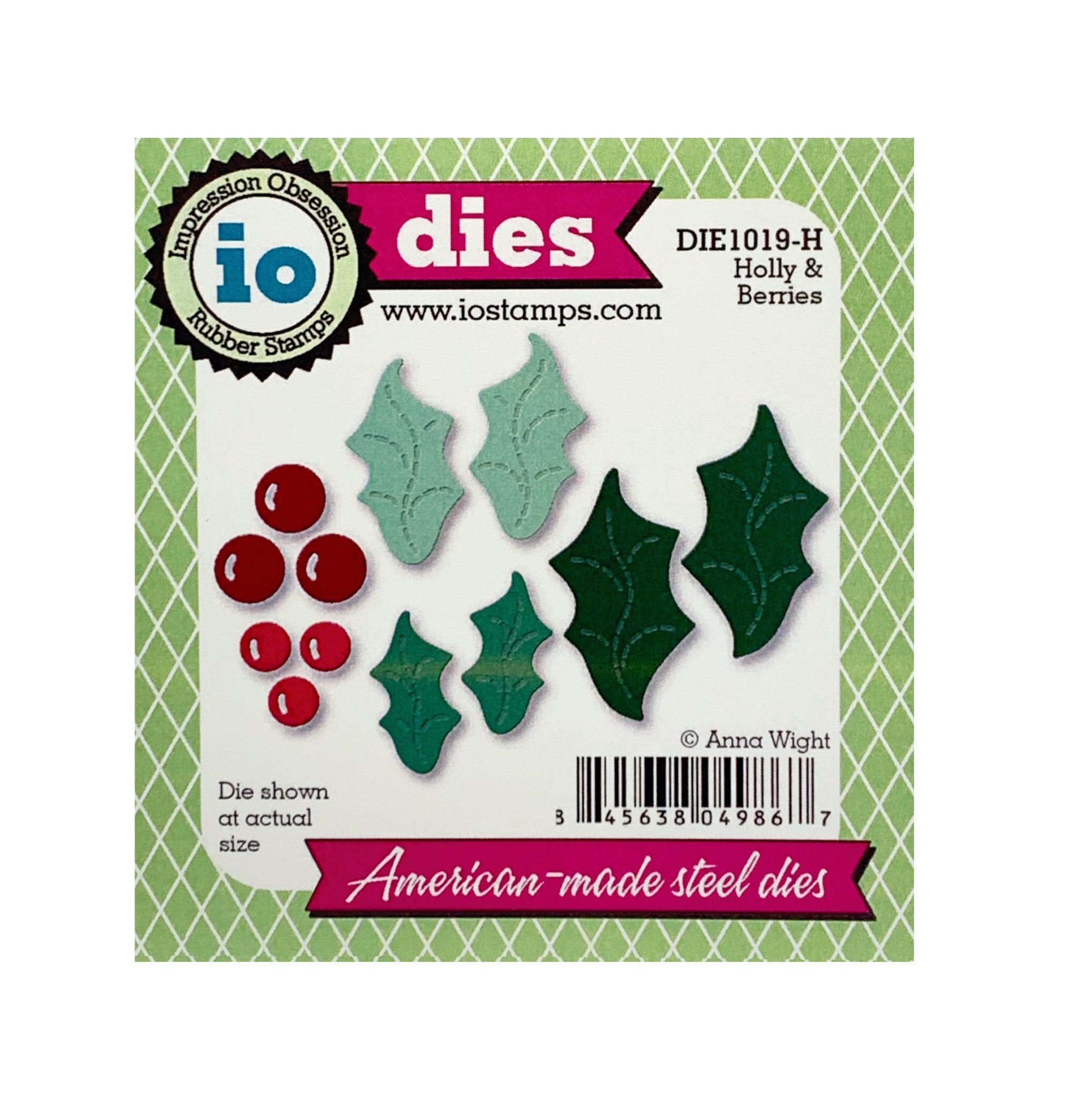 Holly and Berries Metal Die Set by Impression Obsession Dies DIE1019-H