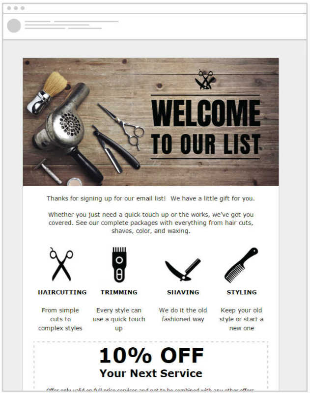 Barbershops can engage their customers with email marketing templates