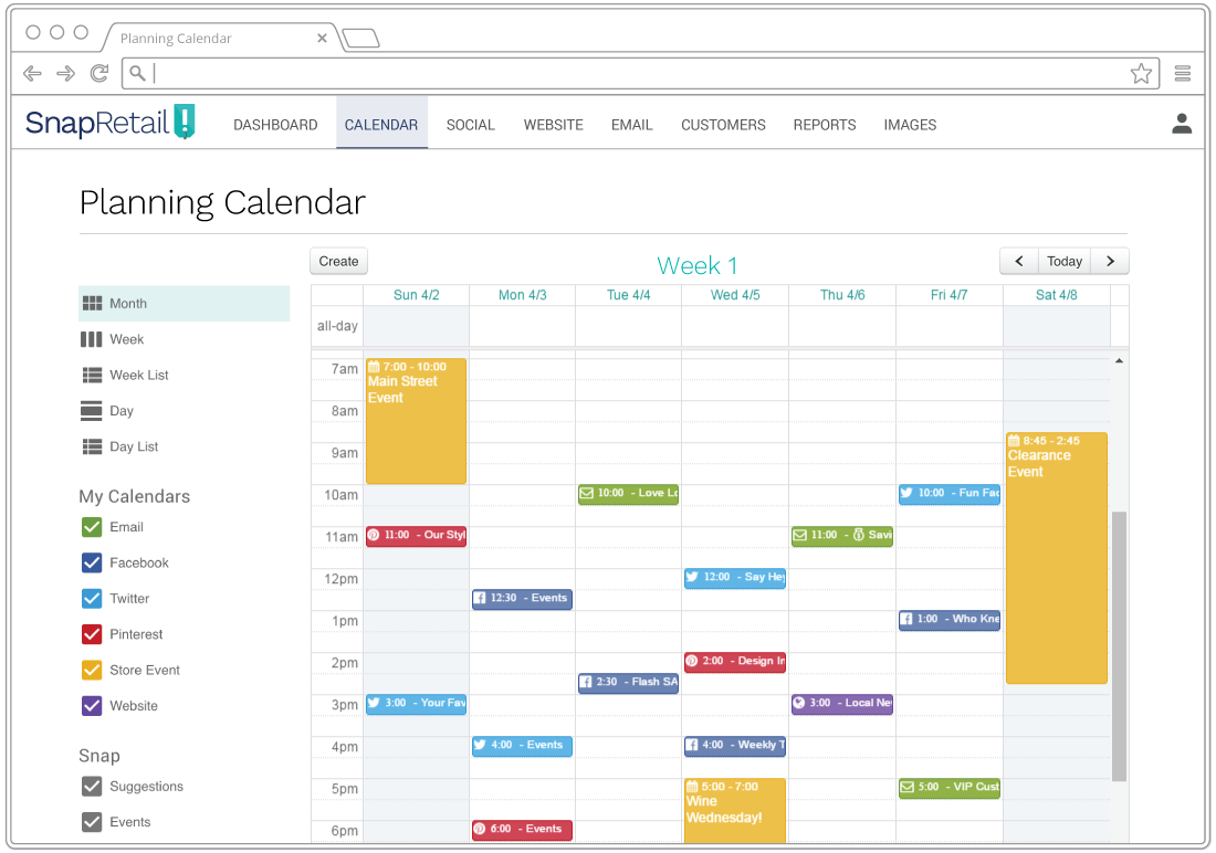 Schedule your small business marketing ahead of time with the SnapRetail planning calendar