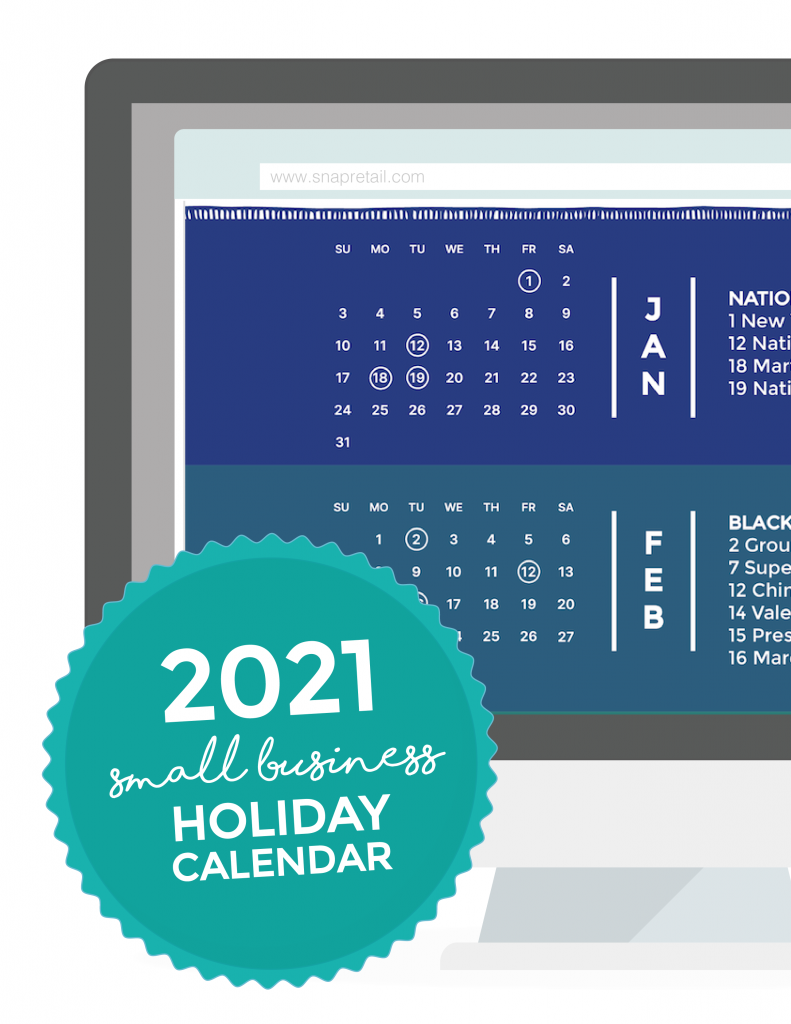 2019 Small Business Holiday Calendar made for small business and retailers. Don't ever miss a holiday